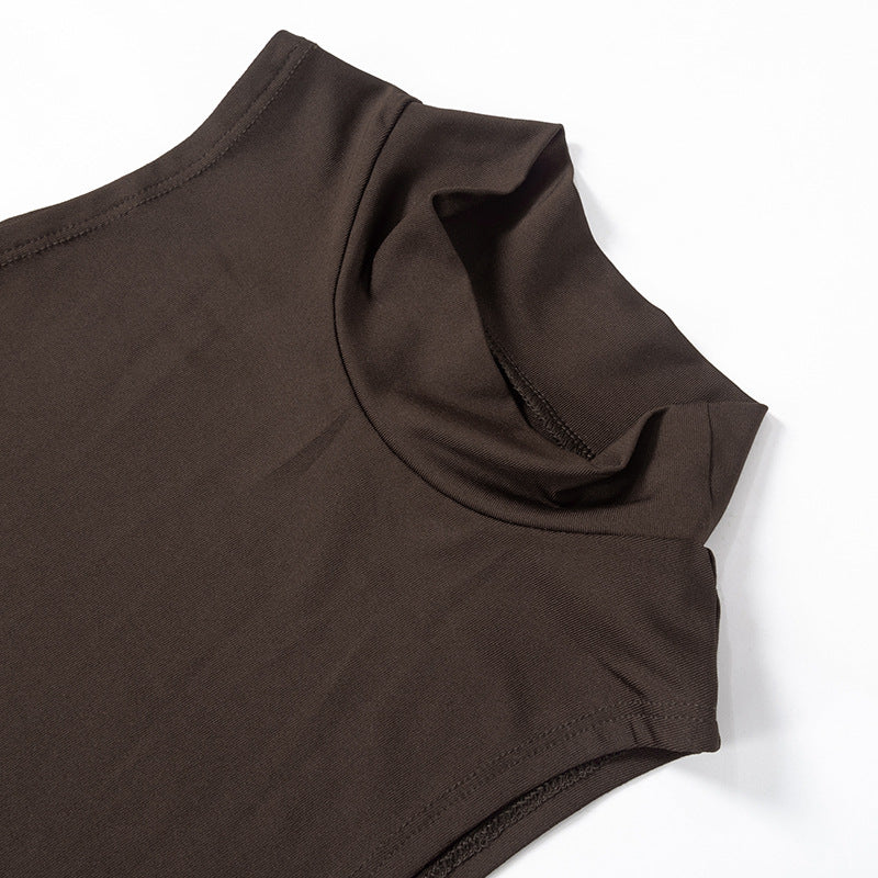 Esme High Neck Ruched Wrap Dress