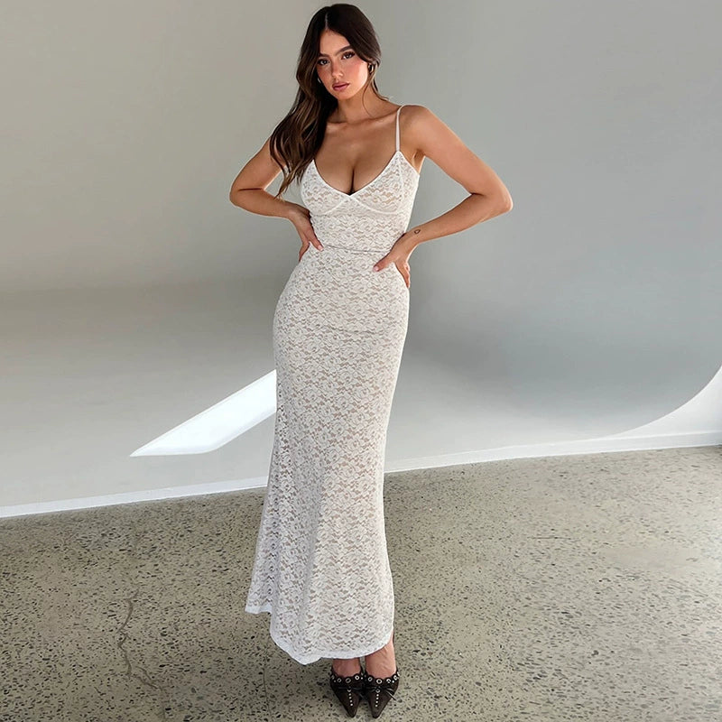 Iyonna Lace Trim Maxi Dress - White [22SIOAIB]