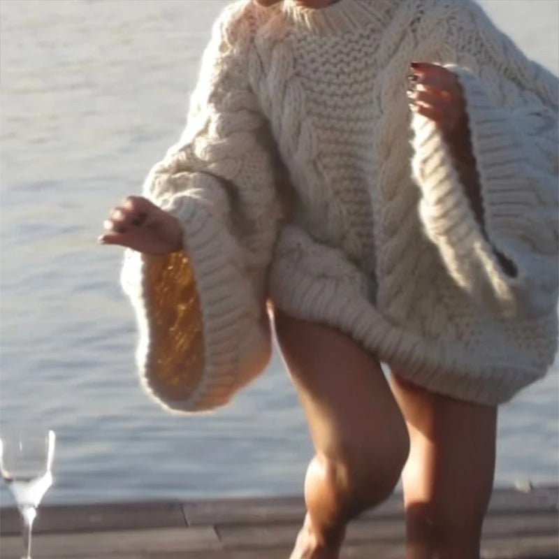 Miyanna Cable Knit Lantern Sweater - Off-White [CC2CDC7G]