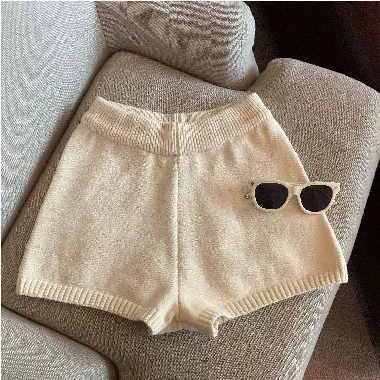 Bria Knit Wide-Leg Shorts - Beige [0BYVD5YH]