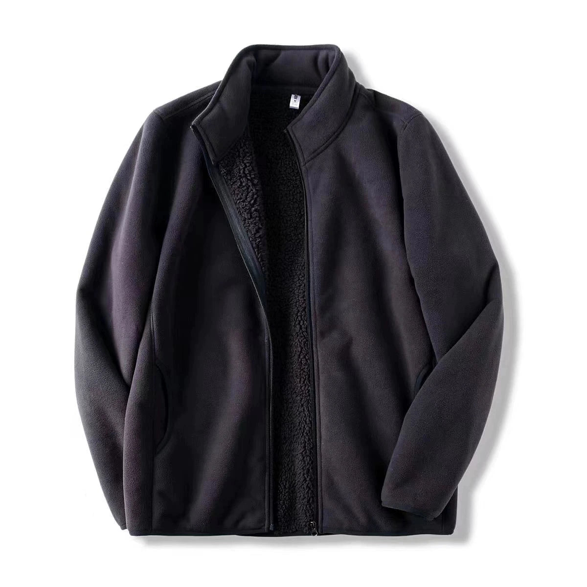 Zoee Plush Stand Collar Jacket - Blue-Grey [WSPRLJPC]