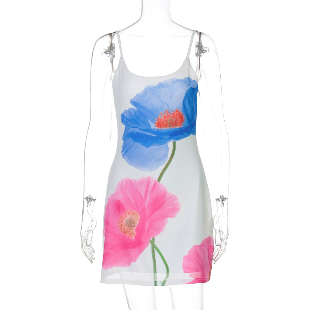 Madalena Backless Floral Midi Dress - White