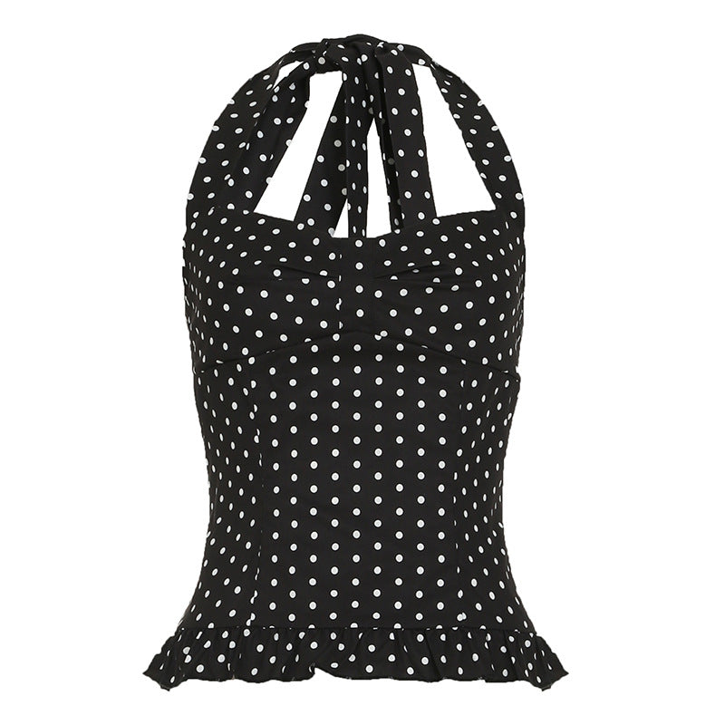 Alaura Polka Dot Halter Top - Black [XAFY6FJT]