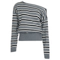 Stormy Striped Off Shoulder Knit Top - Gray [I11NX968]