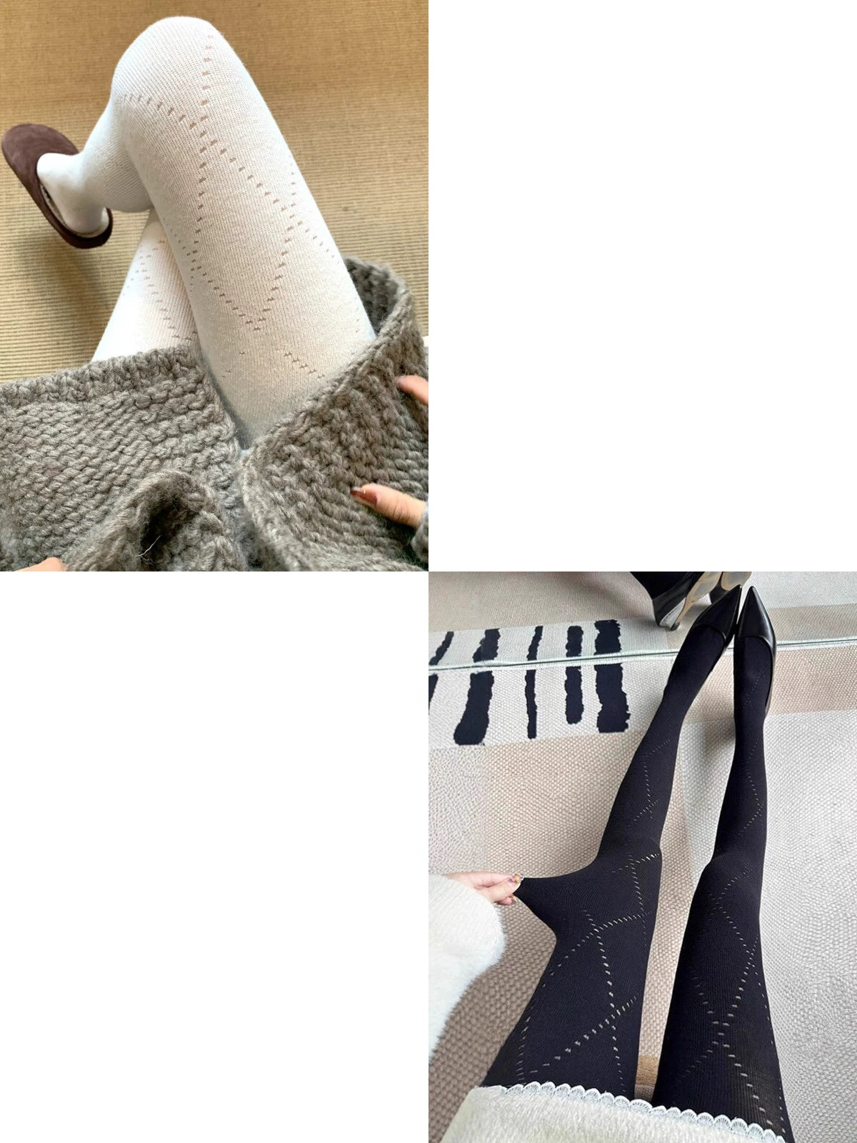 America Flawless Sheer Tights - White + Black [0LK7B8NO]