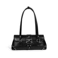 LaPose - Kiah Studded Buckle Shoulder Bag - Black Color