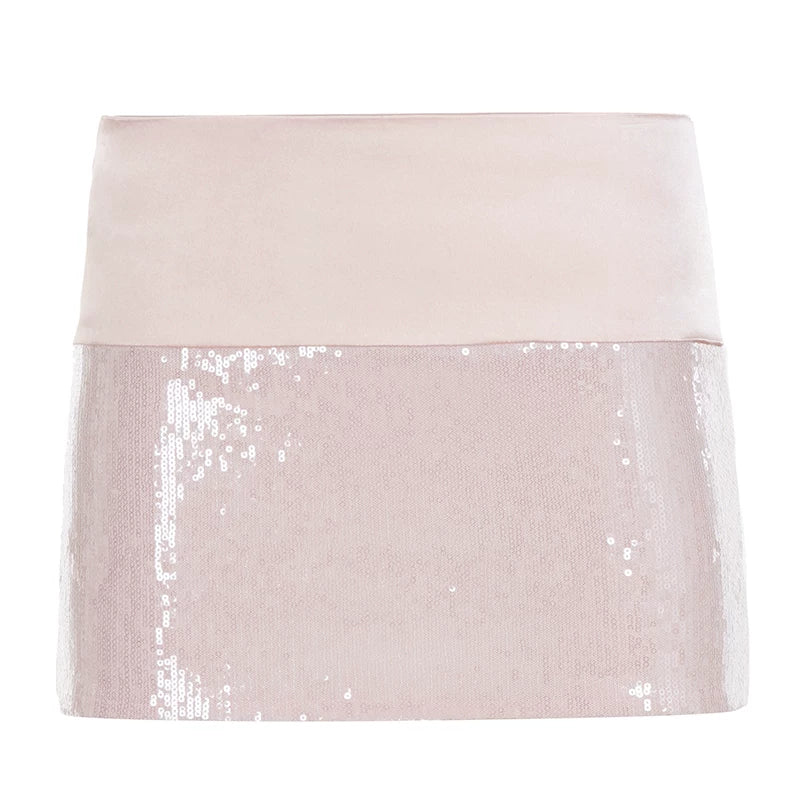 Pink Sequin Low Waist Mini Skirt - Pink [6GZAEZB0]
