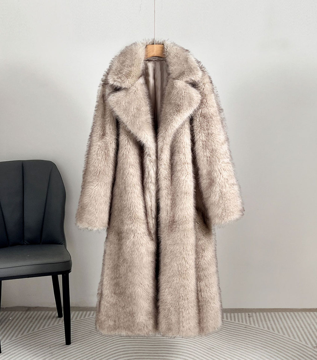Nana Plush Faux Fur Coat - Grey Tipped [L19CUPGO]