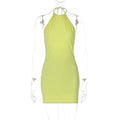 Lux Halter Mini Dress - Yellow-Green