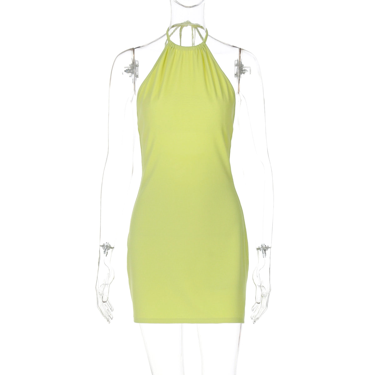 Lux Halter Mini Dress - Yellow-Green