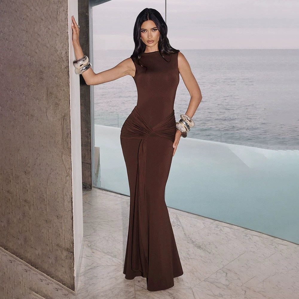 Maleigha Cinched Cut-Out Dress - Coffee [ACRHNRQ3]