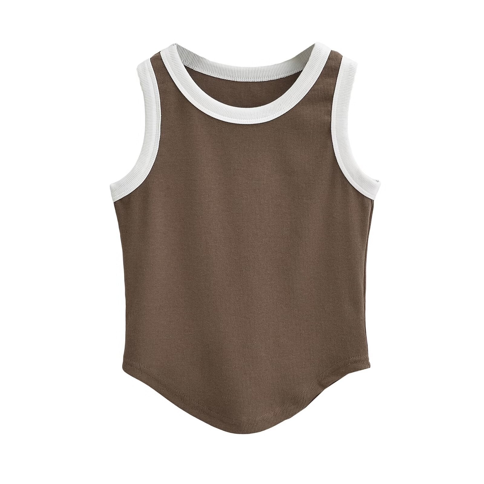 Evianna Ribbed Cropped Vest - Coffee [JKUMB8IT]