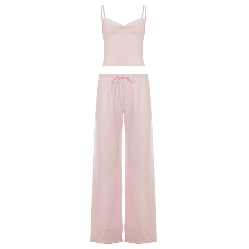 Asma Pink Knitted Lounge Set - Pink [8KDK3L8N]