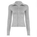 Nayelis Buttoned Polo Top - Light Gray [XBW94PLI]