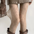 Kaleyah Sheer Lace Print Tights - Coffee [LEYKUY1J]