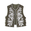 Yaneth Embroidered Crop Vest - Brown [28NNT360]