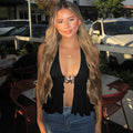 Brylei Mesh Halter Top - Black