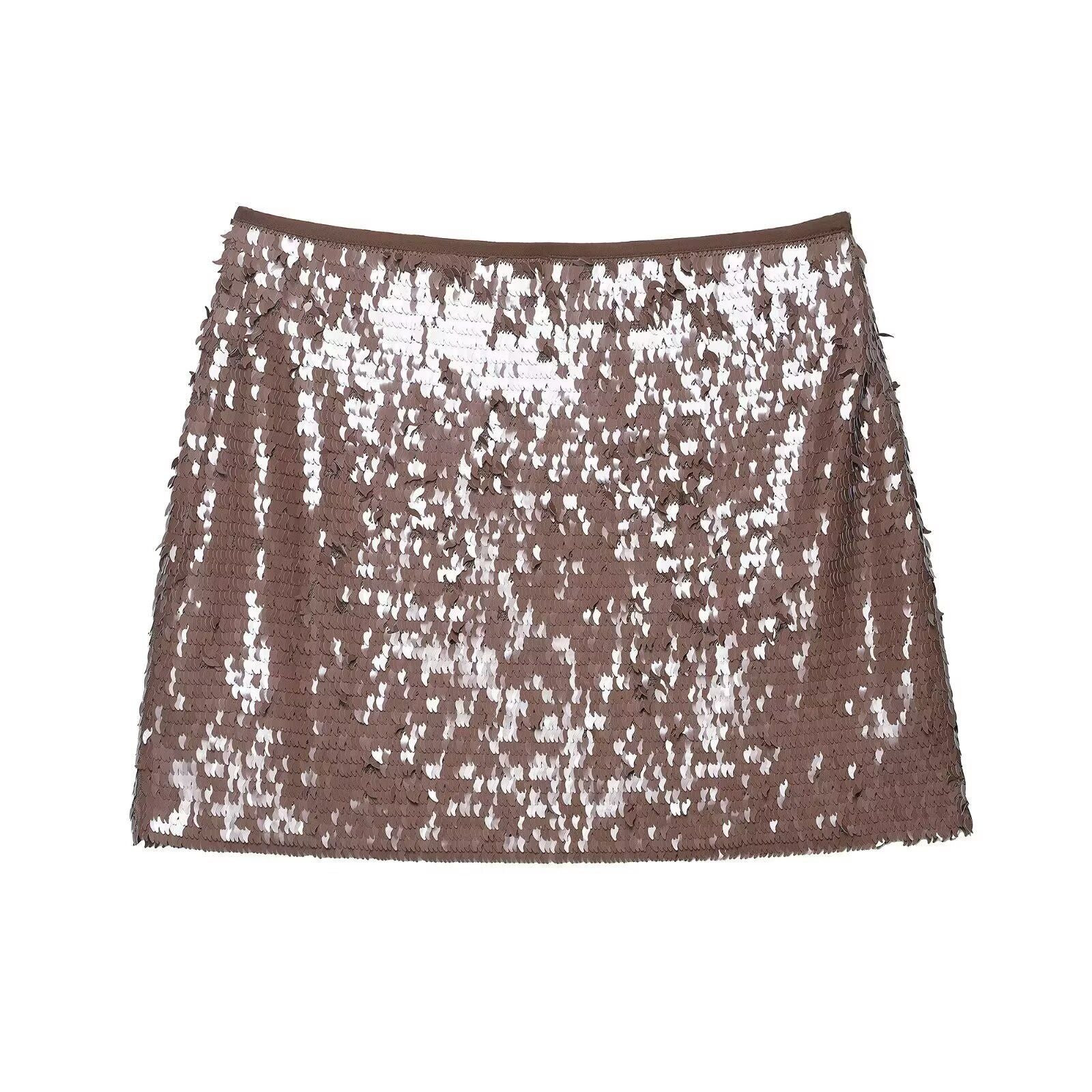Kathia Sequin Denim Mini Skirt - Reddish Brown [2Z7IV1LX]