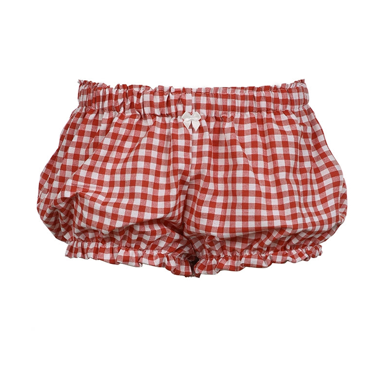 Fatoumata Bow Plaid Shorts - Red [KHU11QZ0]