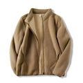Zoee Plush Stand Collar Jacket - Camel [HLUA8LAW]