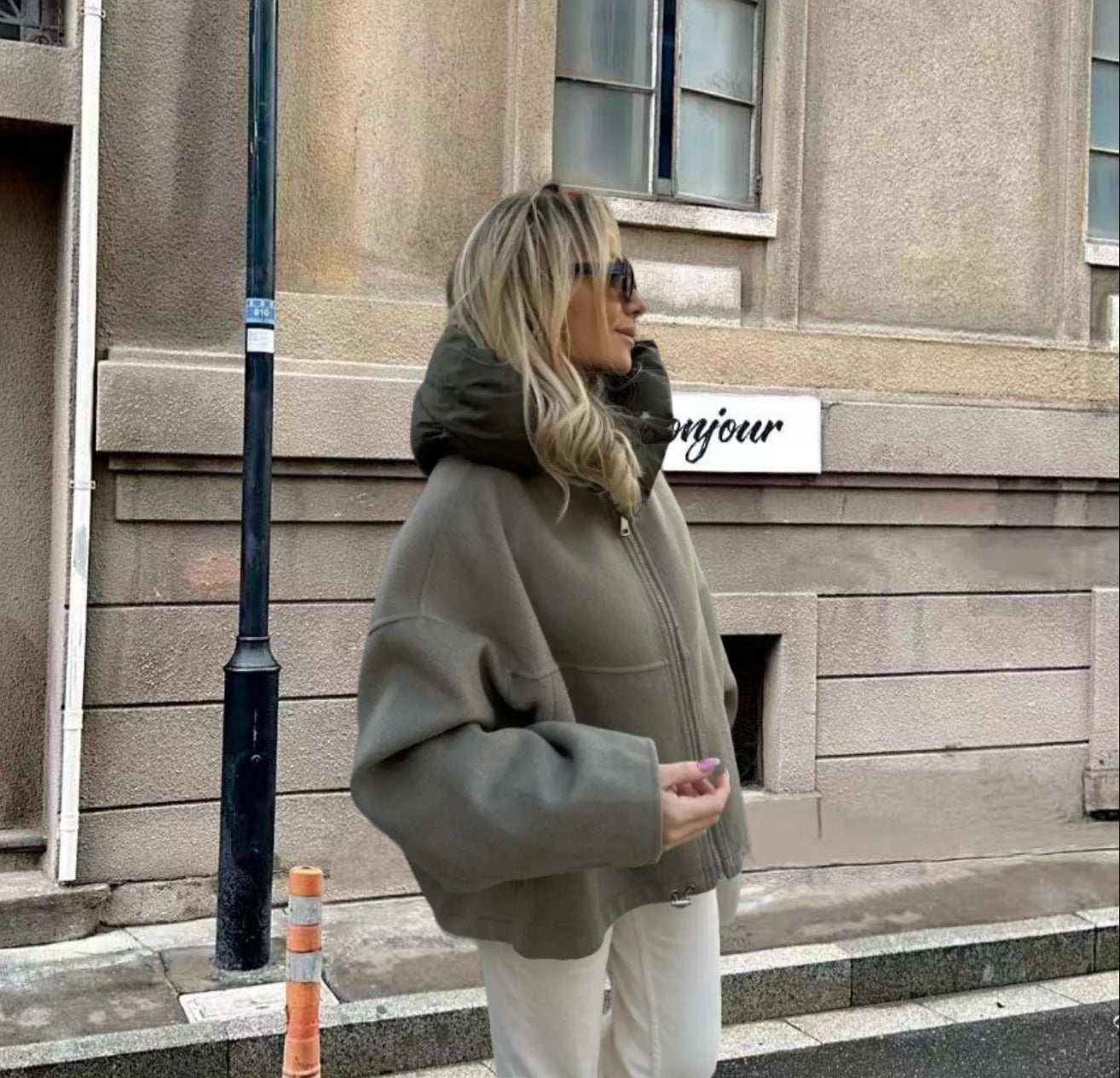 Ariadna Detachable Wool Cropped Coat - Army Green [UEJLMZAZ]