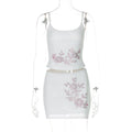 Avelyn Floral Rhinestone Skirt Set - White