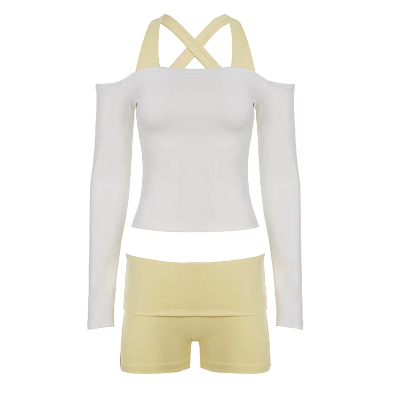 Contrast Trim Two-Piece Short Set - Yellow [NS2Z1GOE]