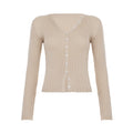 Karaline Ribbed Knit V-Neck Top - Nude [EYKZ0F96]