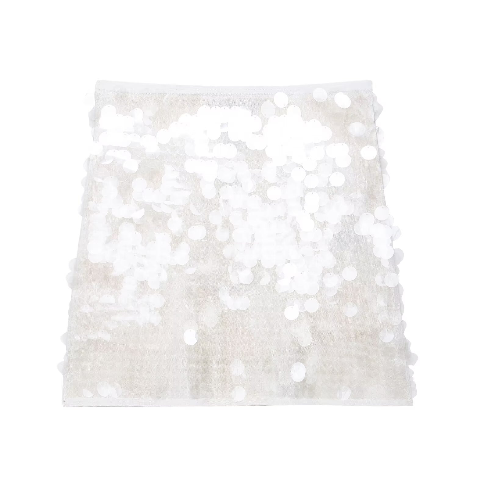 Kathia Sequin Denim Mini Skirt - White Sequin [A5J3JRB8]