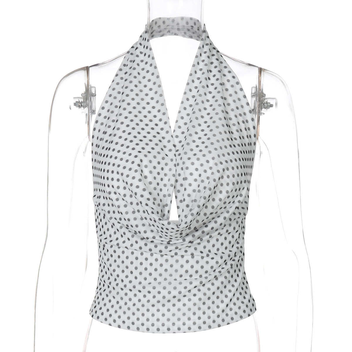 Joan Polka Dot Halter Top - White [EPKG3WG2]