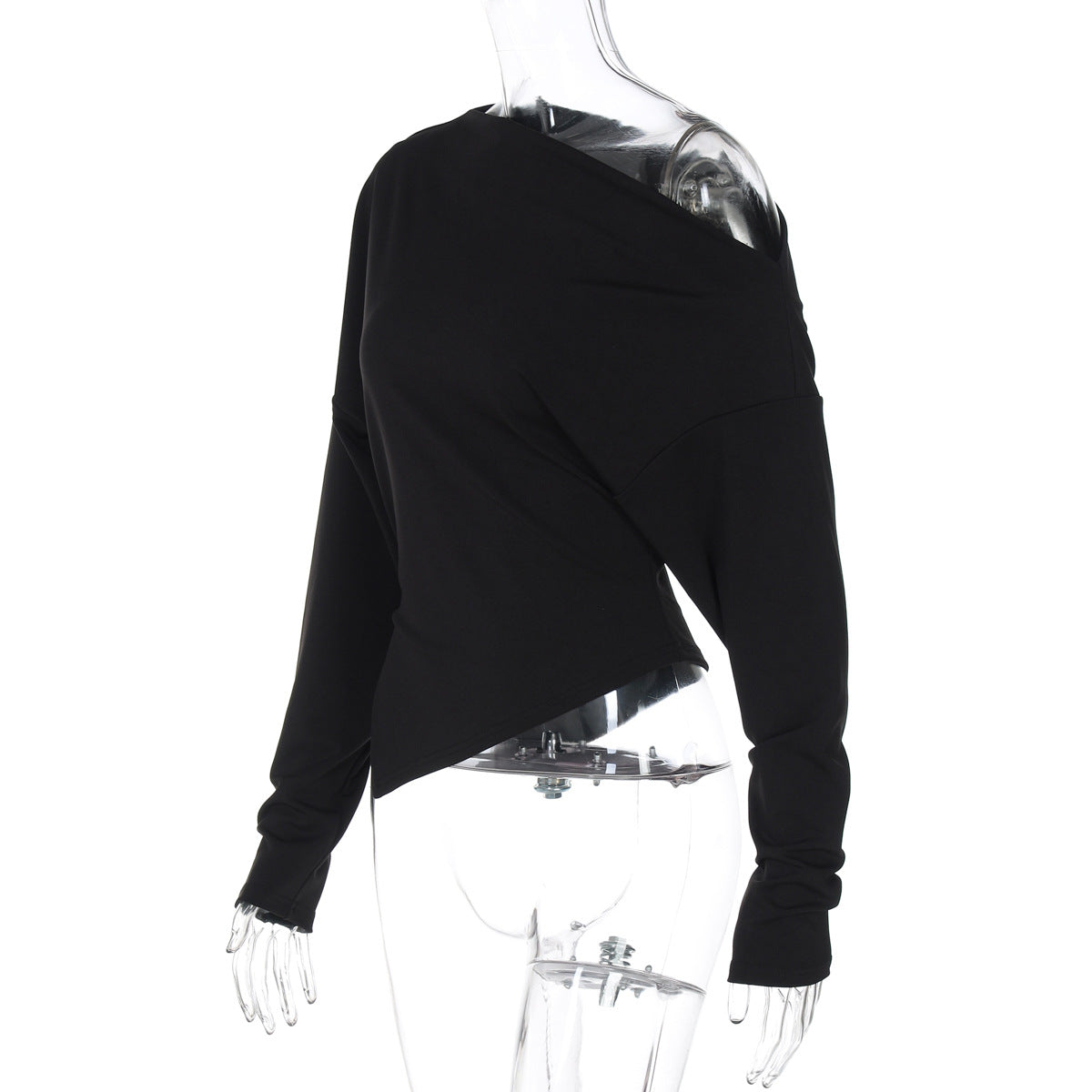 Valkyrie Asymmetric Slit Top - Black [RT3X0D9P]