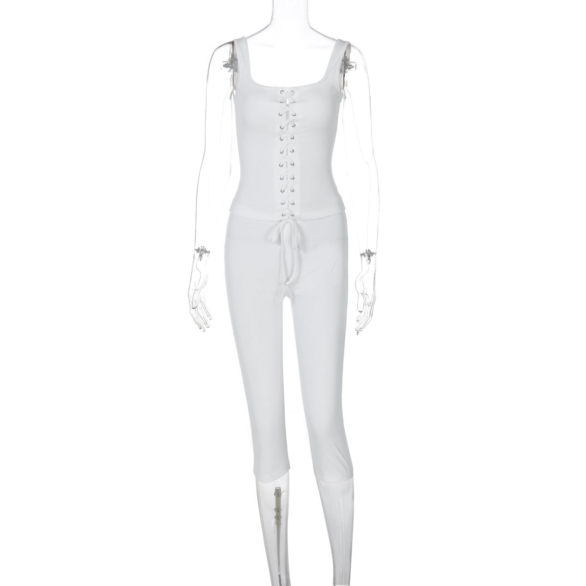 Kaylin Ribbed Shorts Set - White [58SLFNW3]