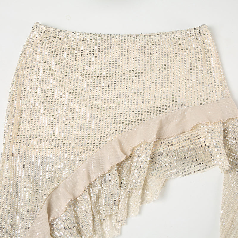 Joseline Sequined Ruffled Mini Skirt