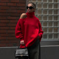 Deliyah Knit Cold Shoulder Sweater - Red [DVJYX1CP]