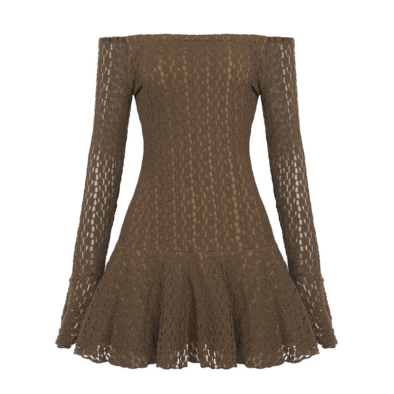 Lennox One-Shoulder Lace Dress - Brown [7ZP66YNA]