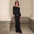 Swara Off-Shoulder Tie Waist Dress - Black [LXF2VYMG]