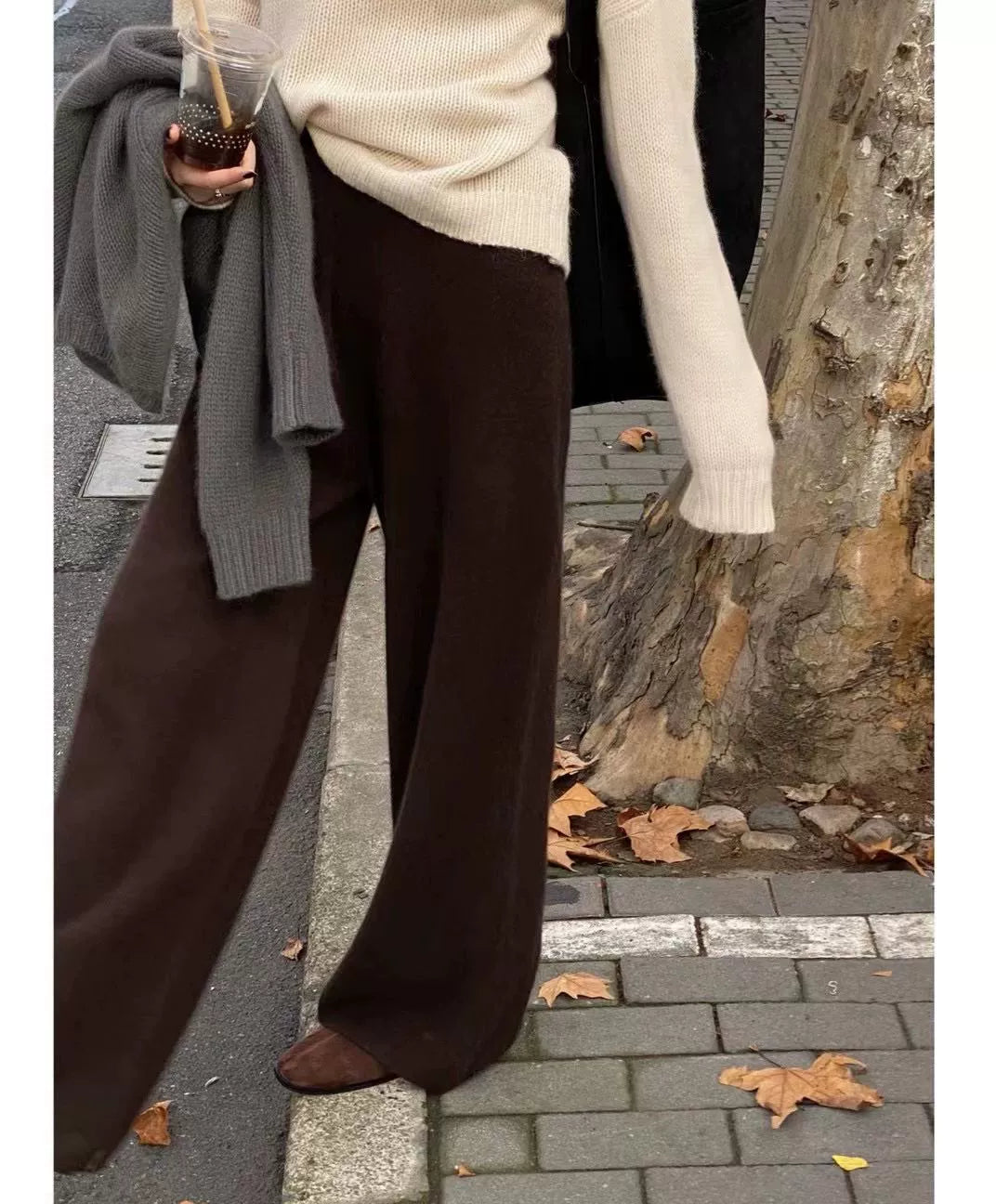 Fiona Cozy Wide-Leg Pants - Hot Cocoa [2EVQA8BT]