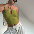 Lahna Halter Backless Crop Top - Green [37AAOB9O]