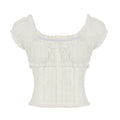 Marianna Puff Sleeve Smocked Crop Top - White
