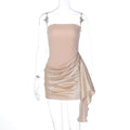 Audrina Satin Bodycon Mini Dress - Nude [UMQXB1LF]
