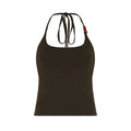 Novalee Beaded Halter Crop Top - Brown [JNQ3ITXH]