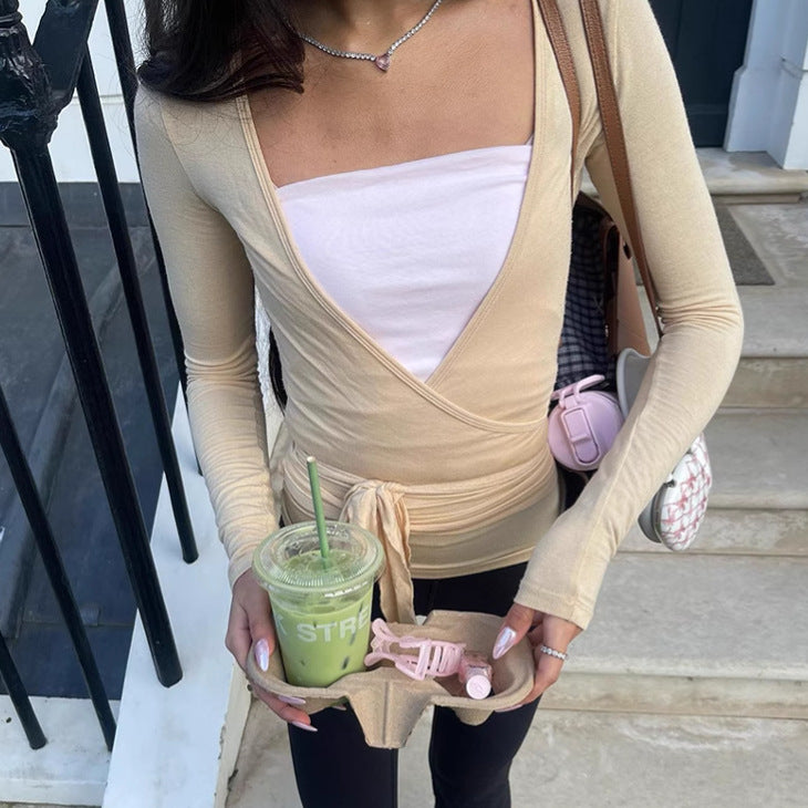 Kamya V-Neck Wrap Top - Khaki [VREN0NLN]