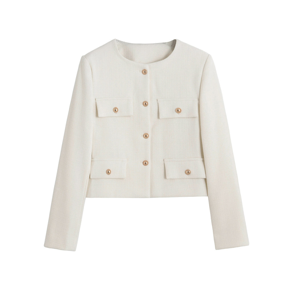 Sunday Bouclé Button Coat - Off-white [4CUS4BXV]
