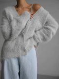 Griselda Cozy Knit Cardigan - Light Gray [REP1QYQG]