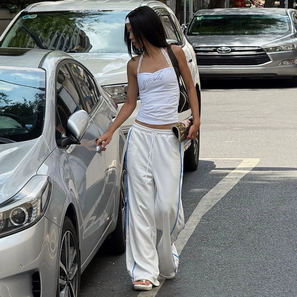 Raeya White Colorblock Knit Pants - White
