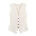 Renee Button Midi Skirt Set - Beige Vest [9YF1RKPV]