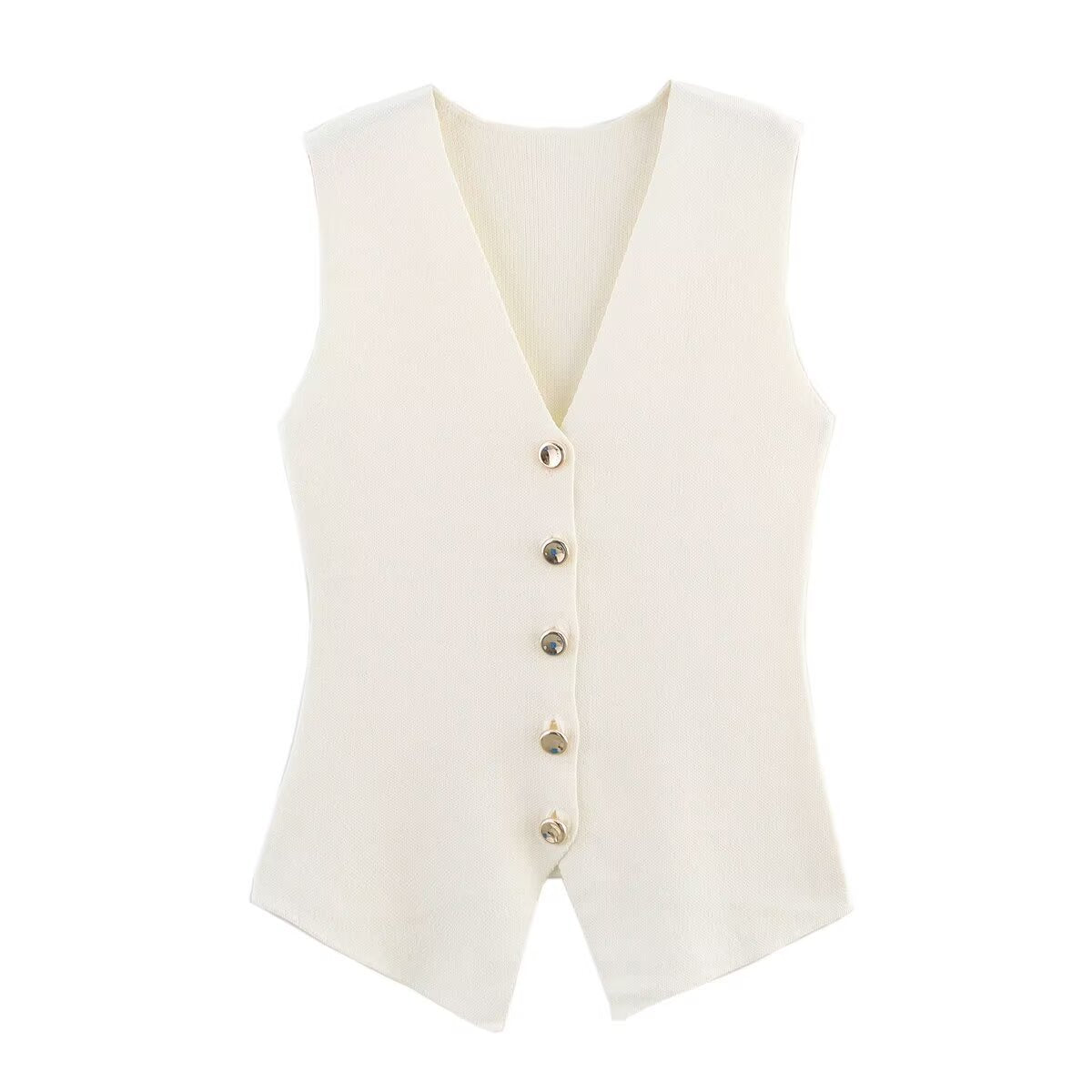 Renee Button Midi Skirt Set - Beige Vest [9YF1RKPV]