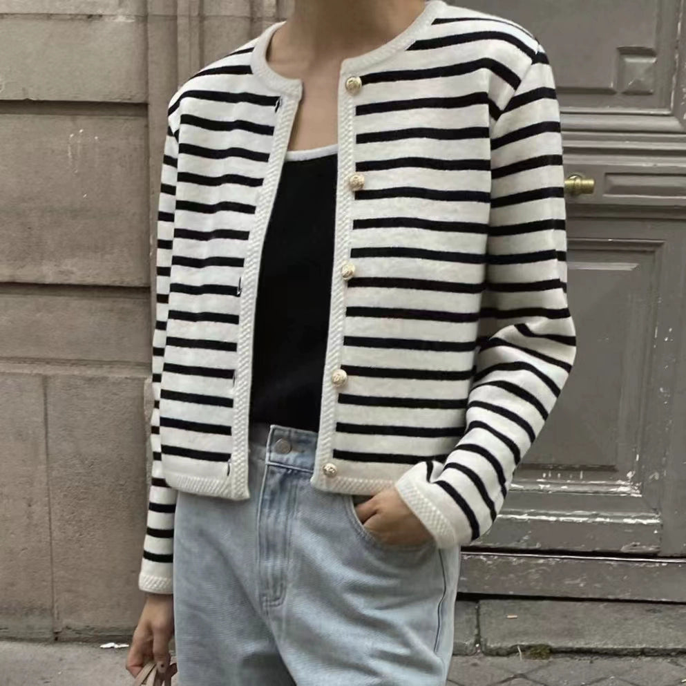 Astoria Striped Knit Short Set - Striped Top [GGLCGYLY]