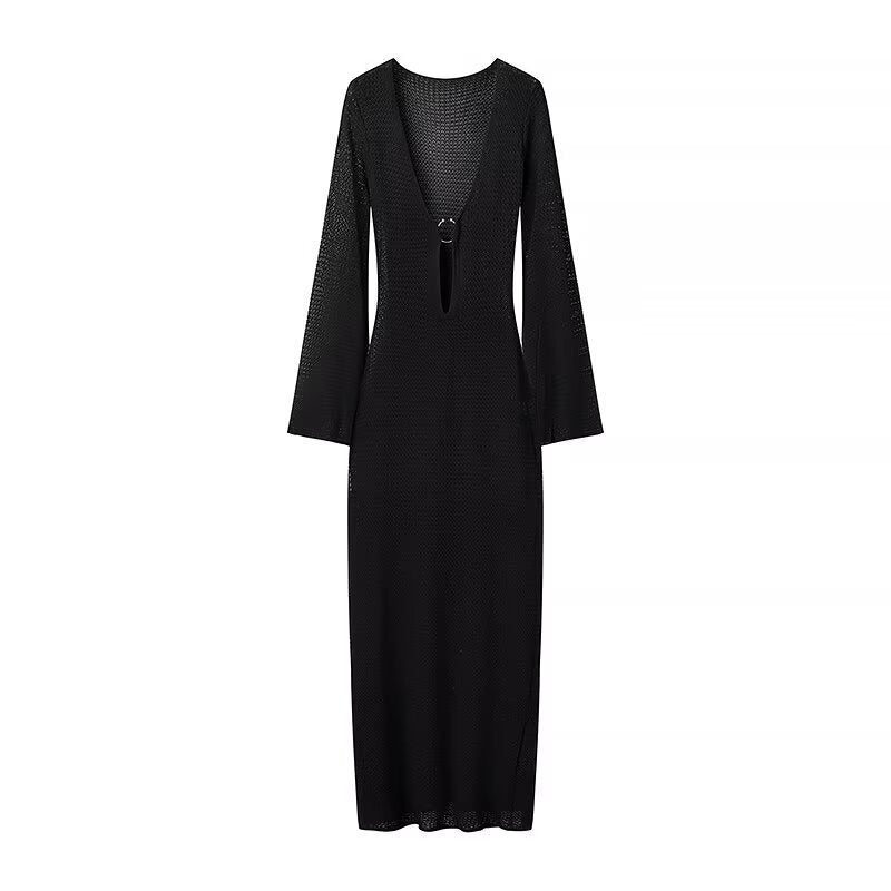 Alea Knit Bodycon Maxi Dress - Black [0TYJWH5K]