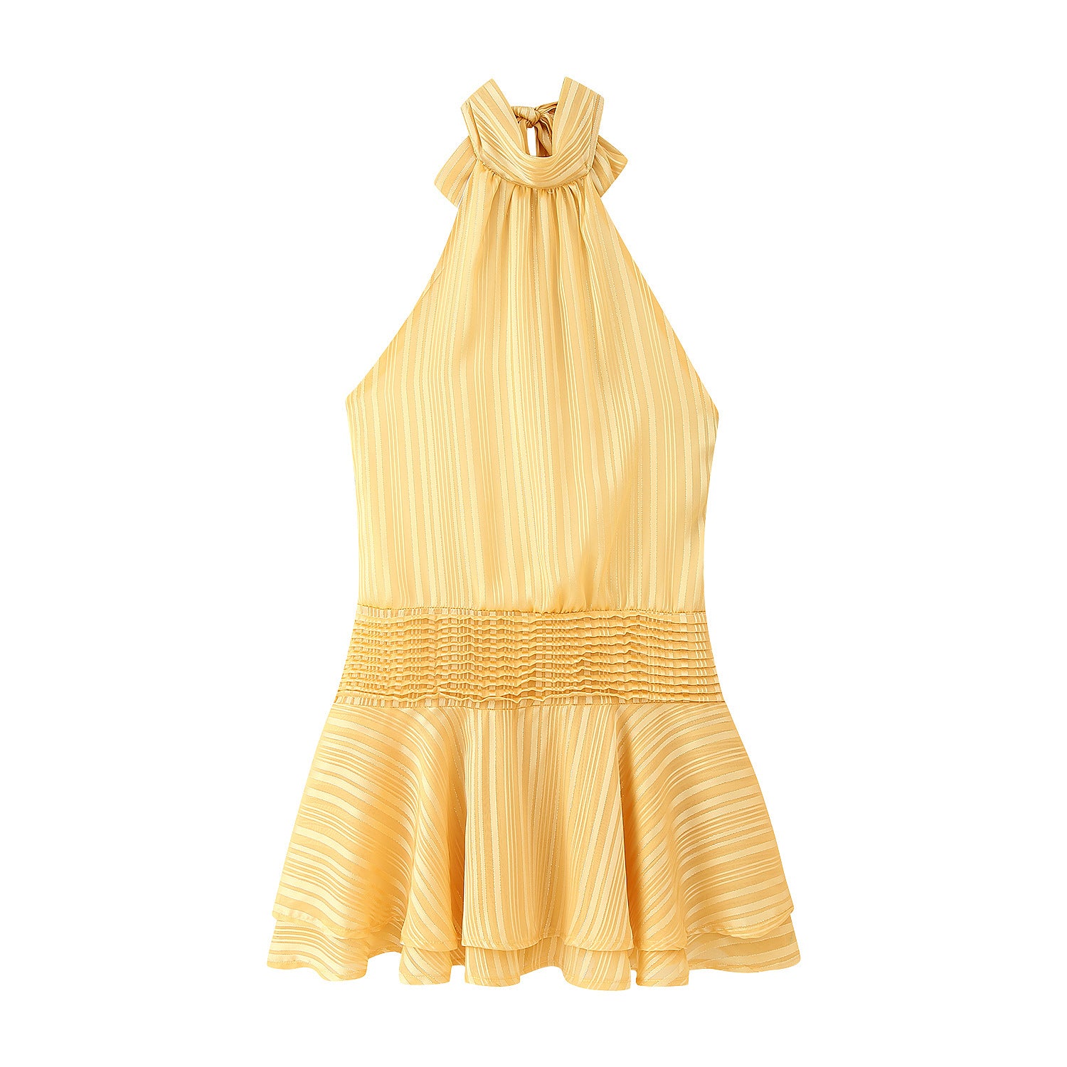 Winter Halter Satin Mini Dress - Yellow [NF8JTBT4]